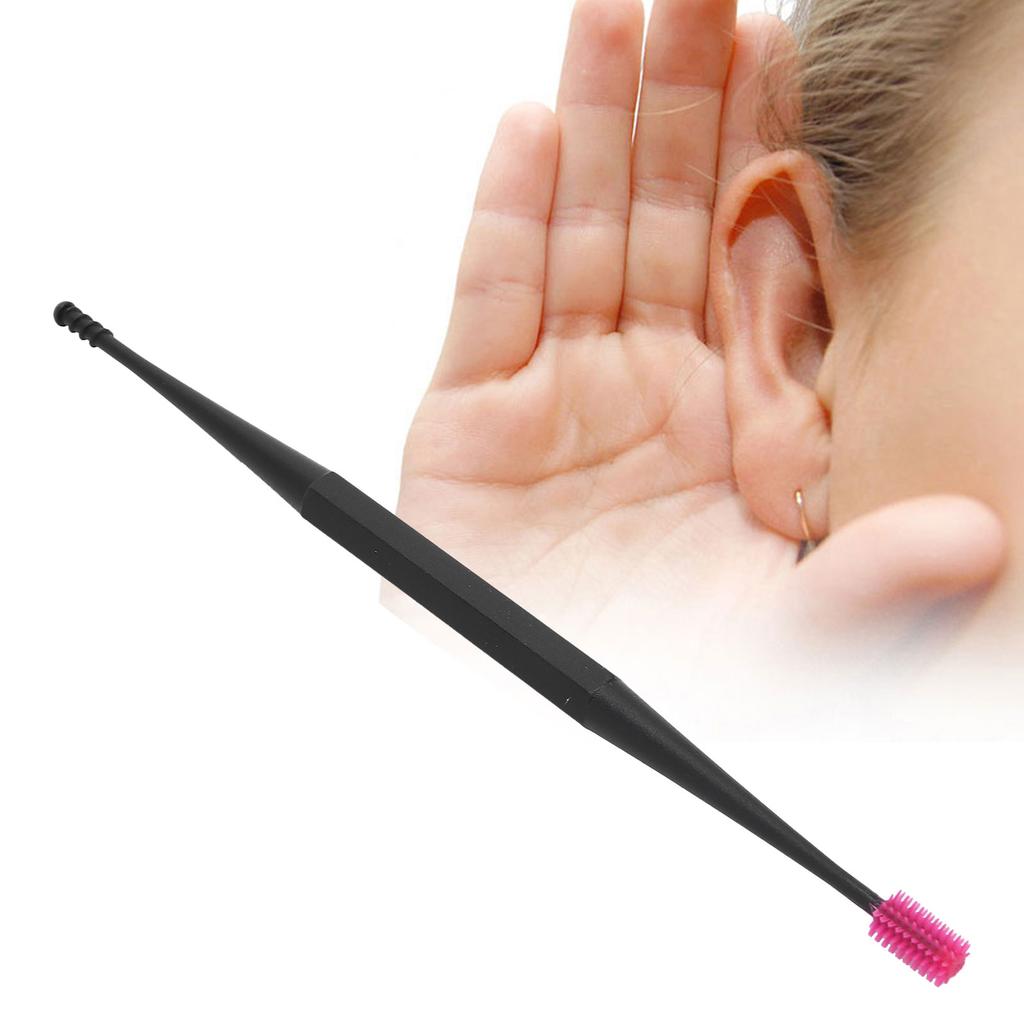 Silicone Spiral Ear Pick Massage Cleaning DoubleHeaded Earpick Earwax Removal Tool(Pink )