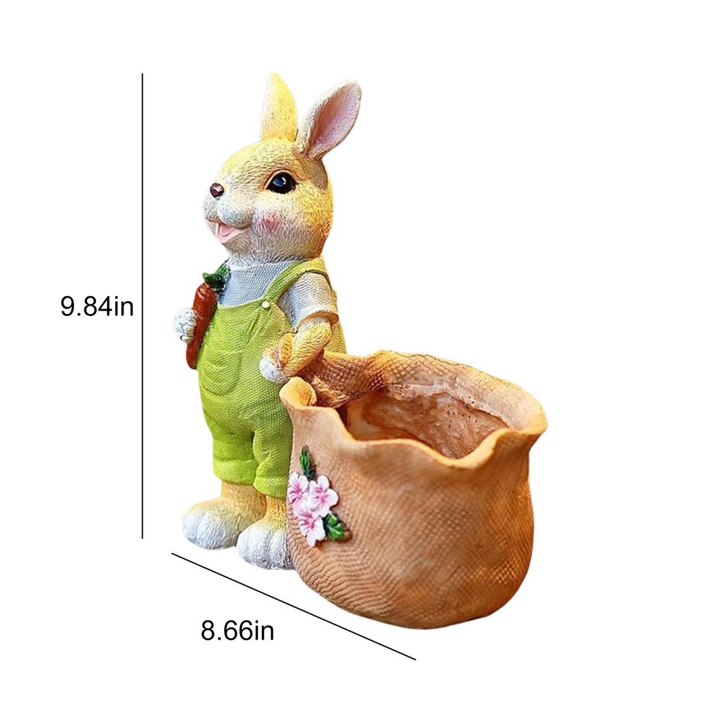 Bunny With Carrot Flower Pot Reusable Cartoon Spring Flower Pot Resin Animal Succulents Holder for Home Festival Decoration