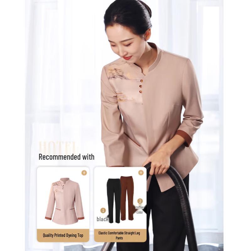 New Chinese Style Hotel Housekeeping Long Sleeve Uniform