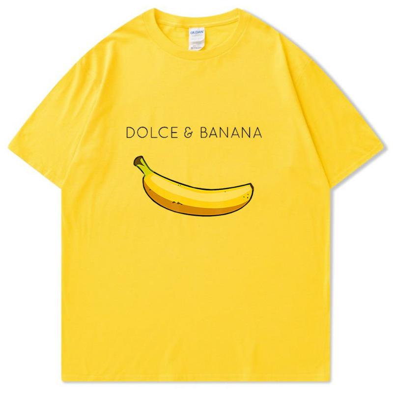Summer Men's T-shirt High Quality 100% Cotton Funny Banana Printing Casual Loose O-neck Men Short Sleeve T-shirt Male Tees Tops