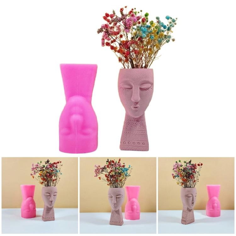 Artistic Figure Flowerpot Molds Cements Mould Silicone Texture for Flower Vase