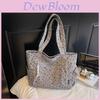 Borsa Tote in Velluto a Coste di Cotone per Donna Grande Capacità con Chiusura a Zip per Uso Quotidiano