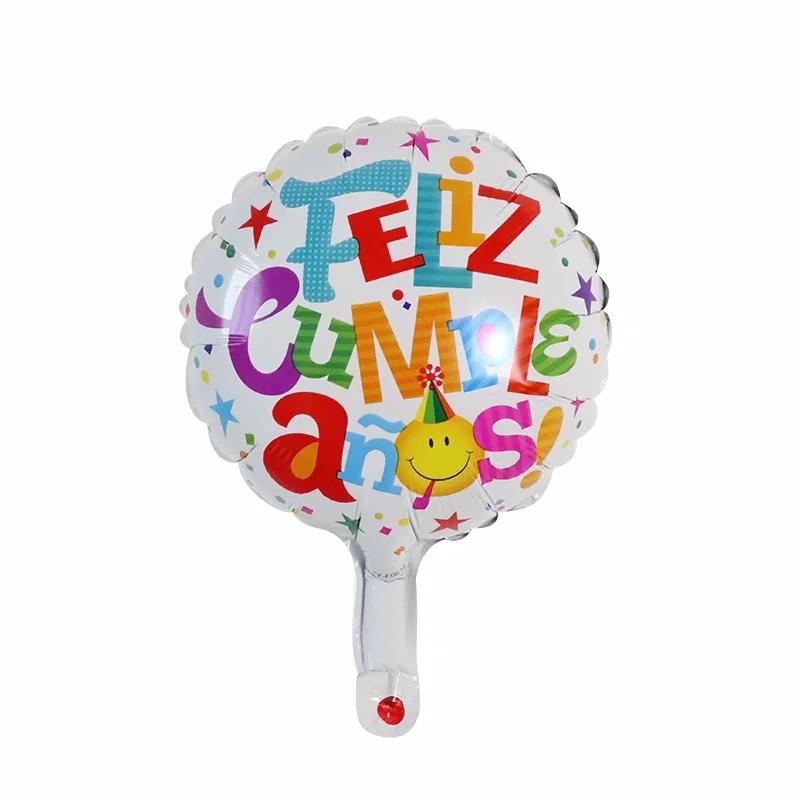 10Pcs Feliz Cumpleaños Día AIr Globos 10inch Colorful Mini Spanish Happy Birthday Foil Balloons Home Party Decorations Kids Gift