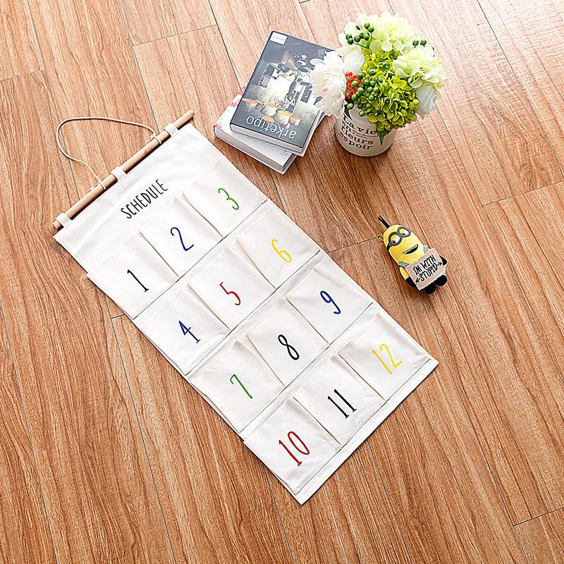Hanging Storage Multilayer Bag With Cotton Linen Material Home Use Net Sundries