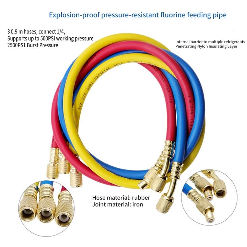 R22 R134A Refrigerant Manifold Manometer Valves Pressures Gauge Air Conditioner Refrigerant Filling Instrumentation Tool