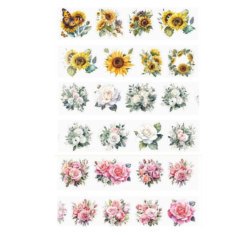 3Rolls  Aesthetic Flower Sticker Aesthetic Masking Tape PET Tape for Journal Planner Skateboard Guitar Laptop Pen Case