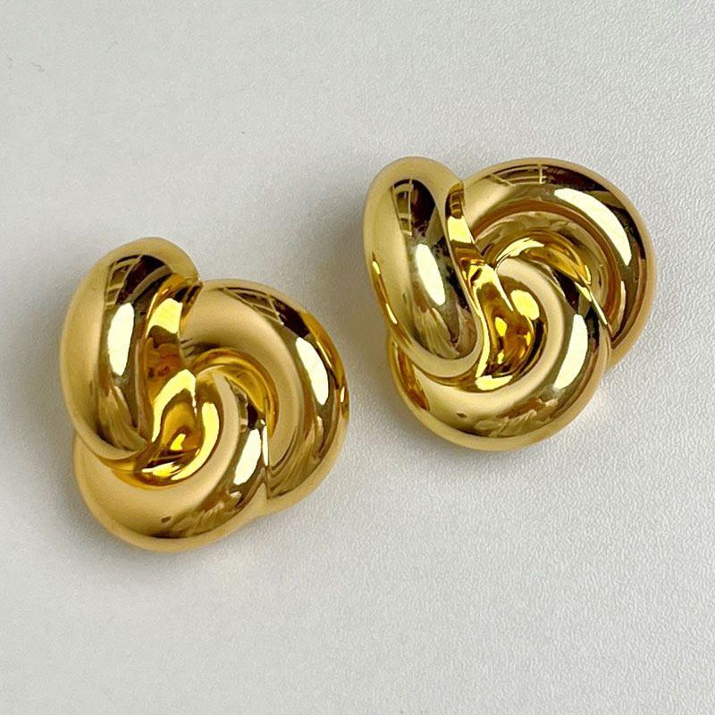 Mild Luxury Retro Yang Shulin Kinked Summer Metal Circle Gold
