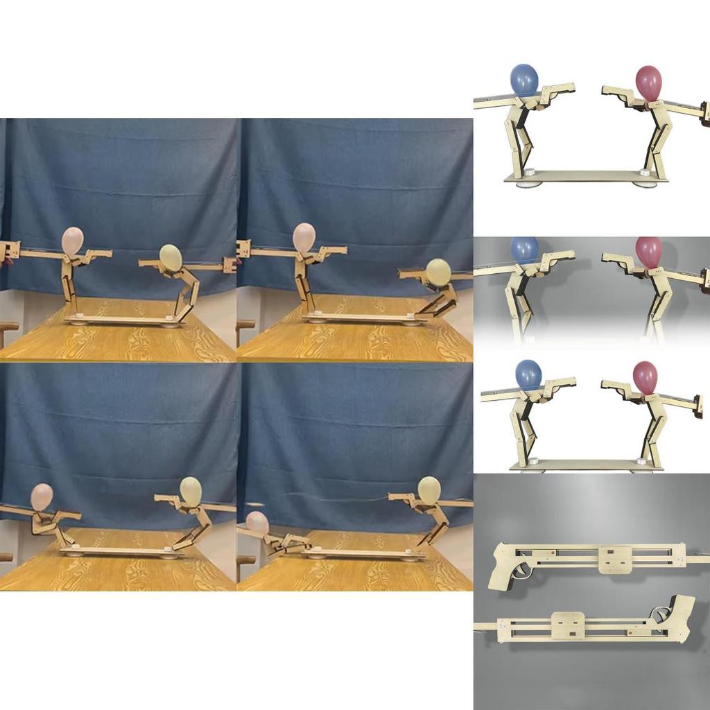 Manual Assembly Wooden Shooting Puppets Balloon Game Children Toys Set For Home And Party Play