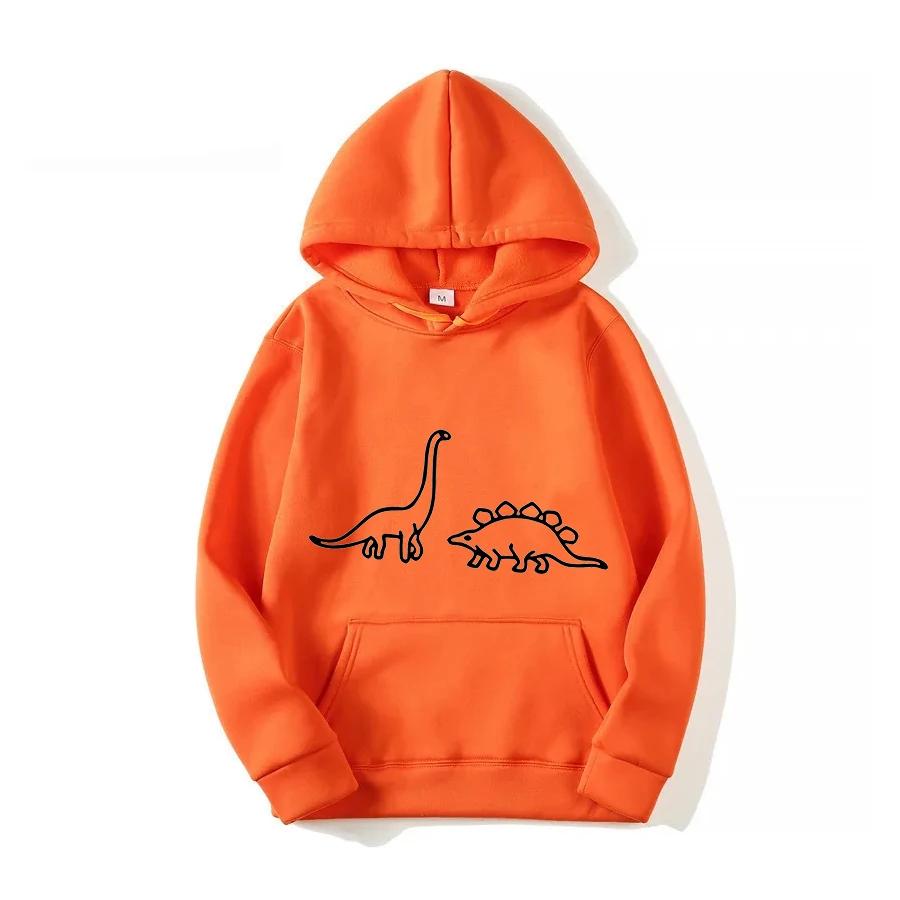 2025 Autumn/Winter New Manga Women's Dinosaur Printed Fashion Casual Hoodie Outdoor Sports Simple Loose Comfortable Coat