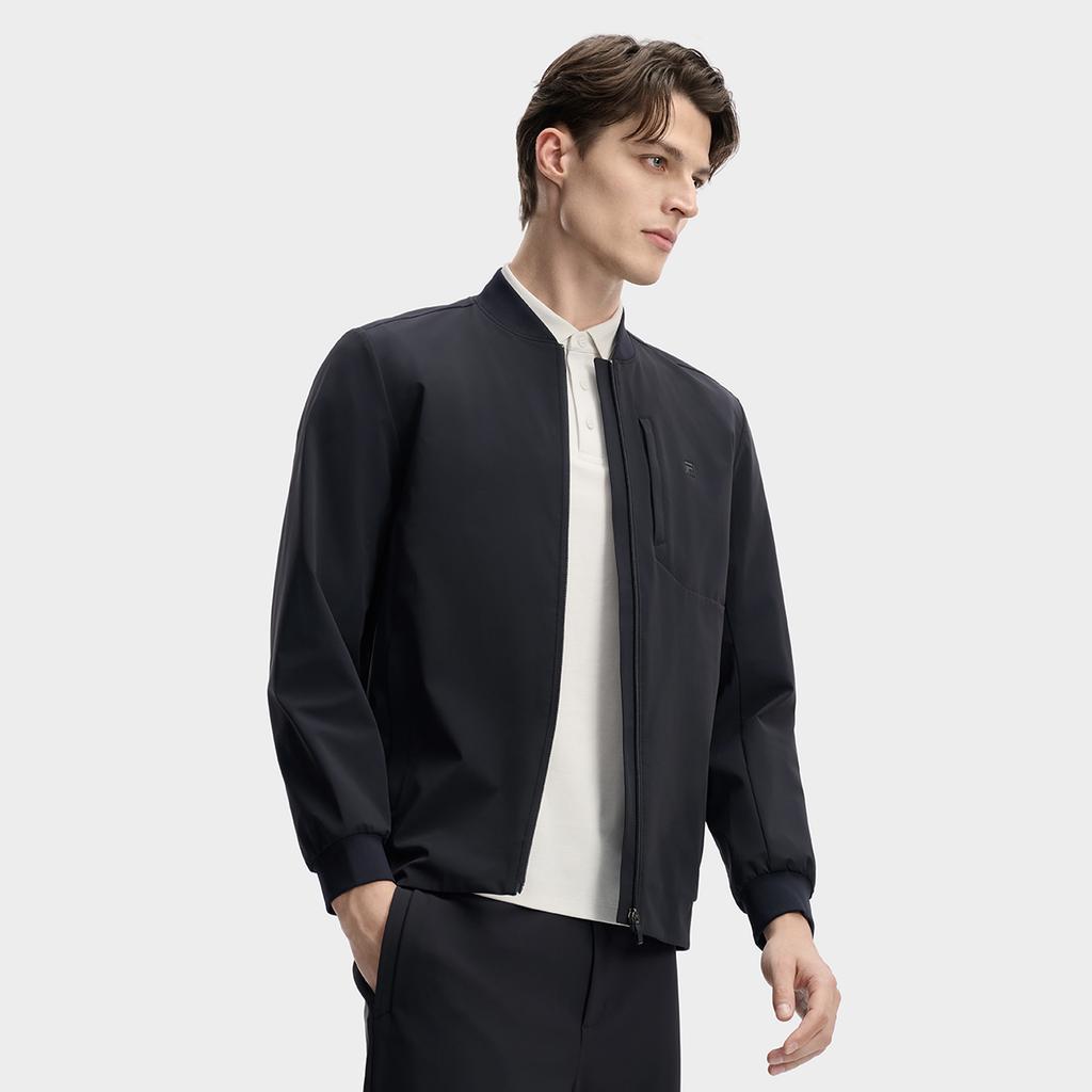 Fila White Fashion Simple Classic Retro Casual Light Business Versatile Comfortable Textured Woven Jacket Men Jackets Legendary-Blue F11M613702FNV
