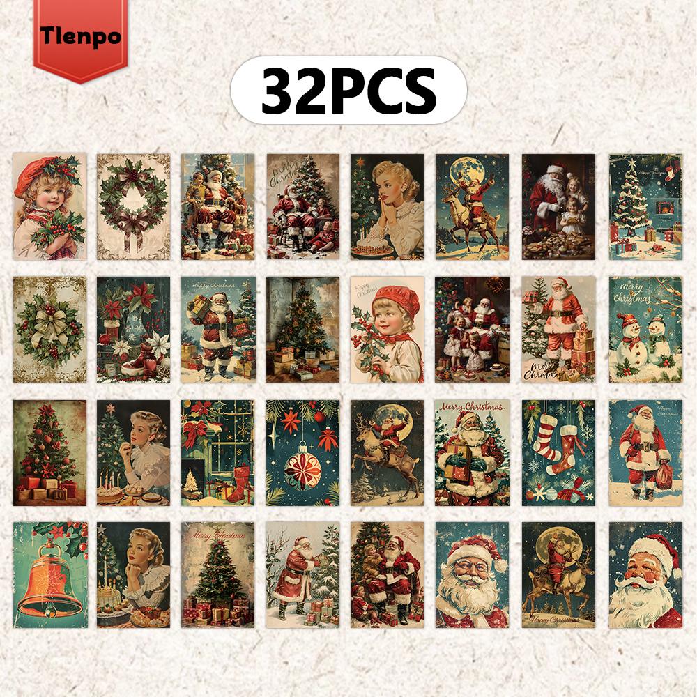 

32 шт. Рождественская звезда 3,94x5,7 дюйма Рождественская открытка, открытка для сообщения, винтажная открытка, Рождественская поздравительная открытка чистый