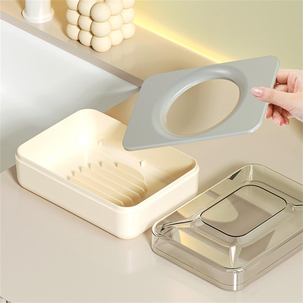 Bathroom Waterproof Soap Box Travel Portable Countertop Soap Box Creative Transparent Plastic Soap Storage Box With Lid Case