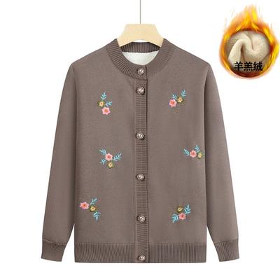 Mittelalte ältere Herbst- und Wintermantel Damen Mutter Kleidung warme Kleidung gestapelt verdickter Pullover Oma Strickjacke Oberteil Strickpullover