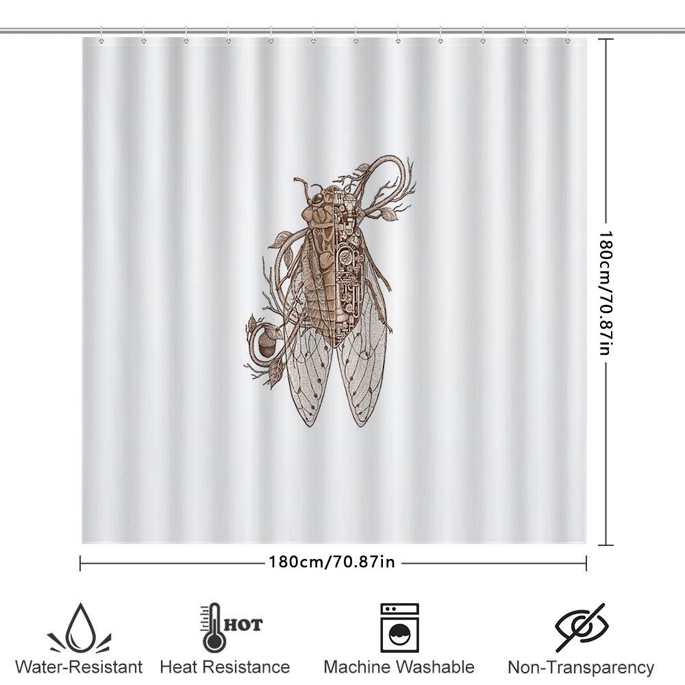 Insect Shower Curtain Vintage Entomology Art Bathroom Decor Nature Bug Print Backdrop Halloween Gothic Wall Hanging