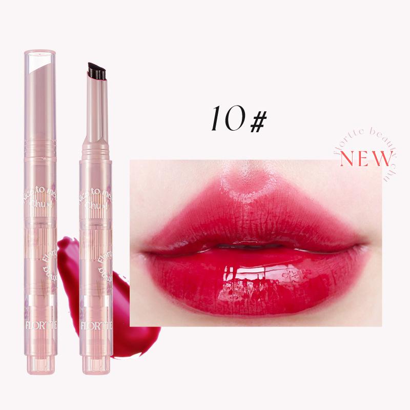 FLORTTE Chu Jelly Rossetto Floria First Kiss Love Series Penna Specchio Acqua Luce Smalto per labbra Acqua idratante Donna Cosmetici di bellezza