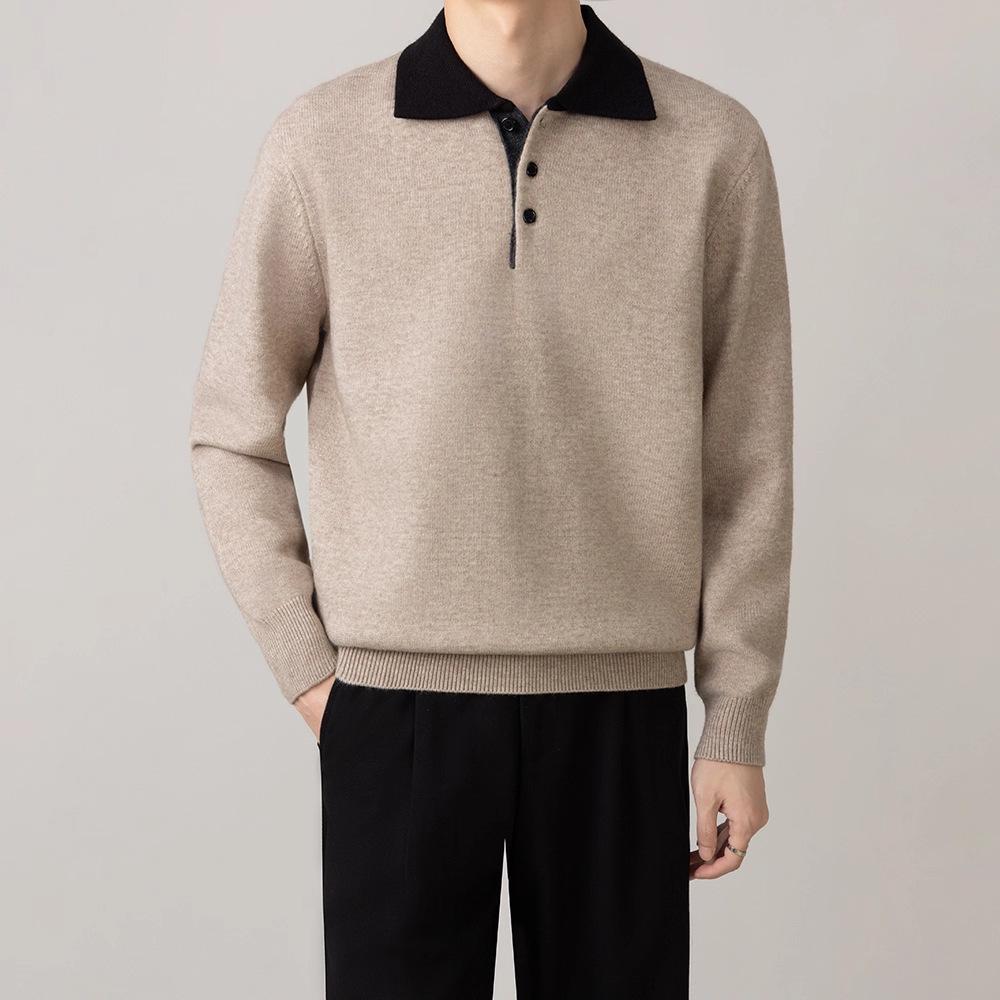 Hochwertige Herren-Patchwork-Strickware - Langarm, Herbst/Winter 2025, Vielseitiger Business Casual Pullover