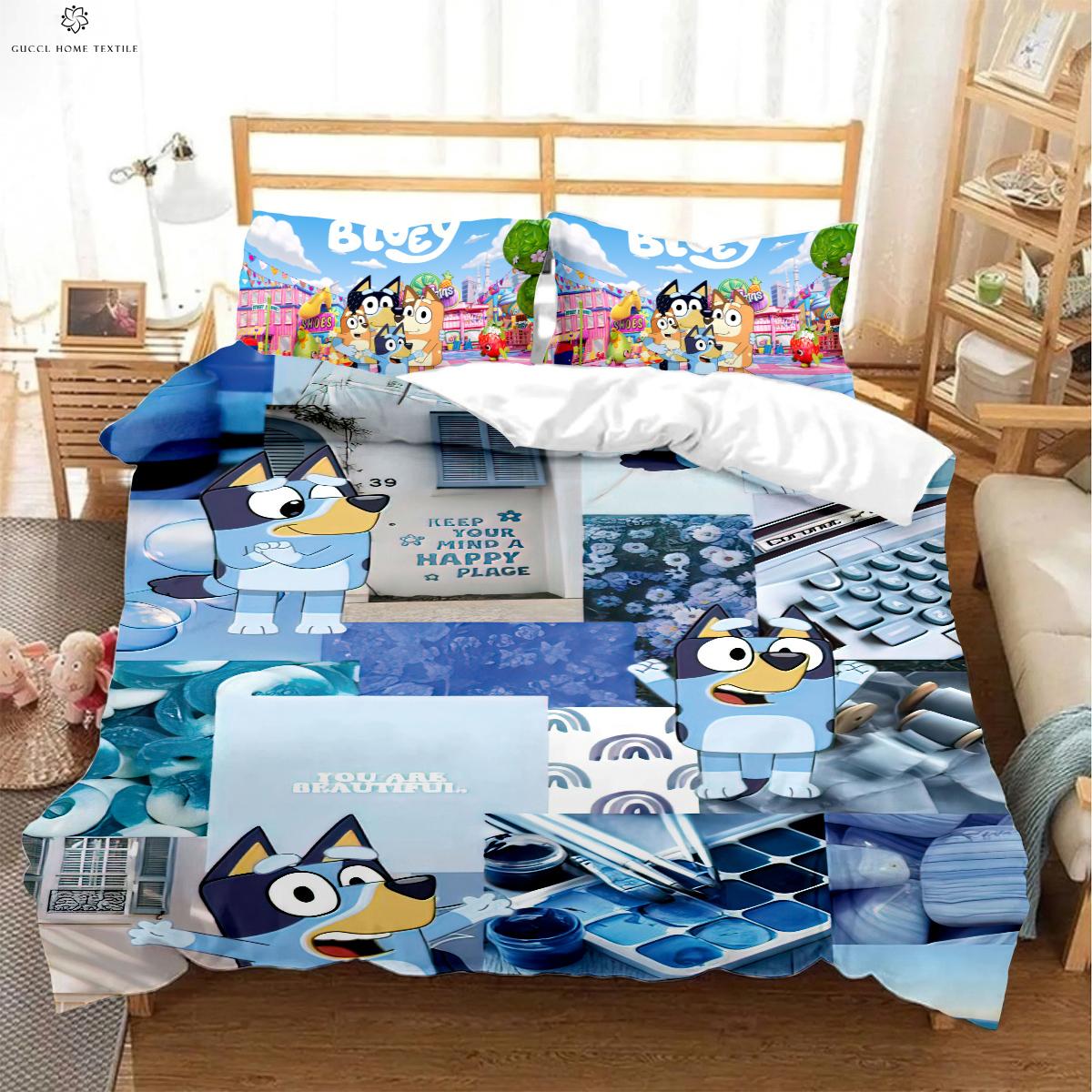 Housse de couette imprimée dessin animé mignon Ensemble de literie Ensemble exquis Couvre-lit Ensemble couvre-lit Ensemble de literie Cadeau d'anniversaire de luxe EU 135x200cm 2PCS
