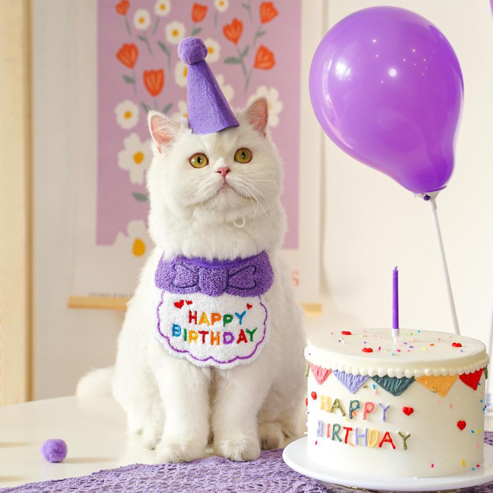 Senye Pet Birthday Bib Scarf & Hat Decoration for Dogs and Cats