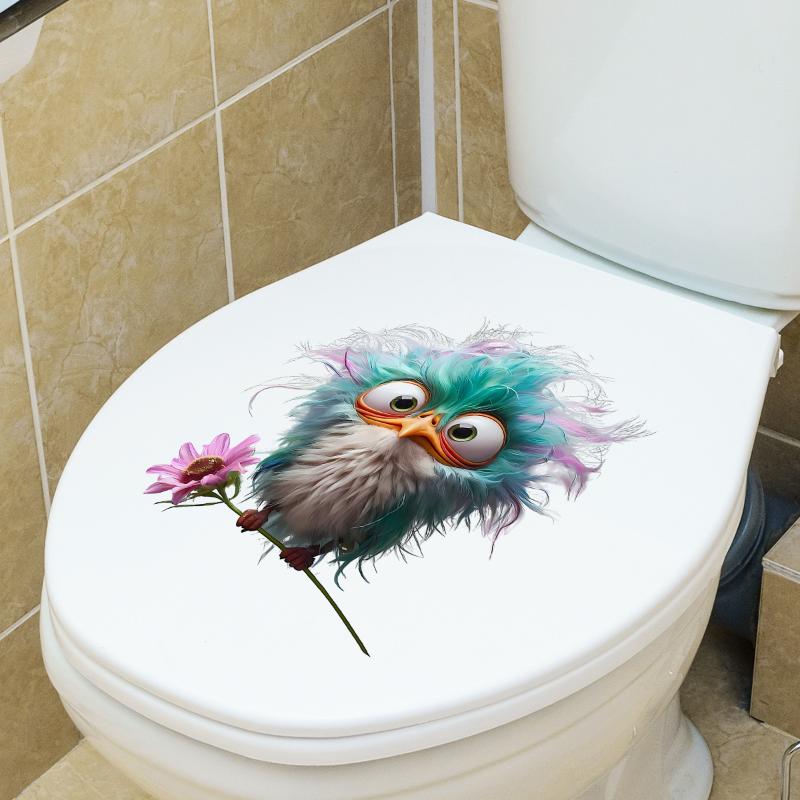 

Сумасшедшие и смешные наклейки на унитаз с птицами, наклейка на стену, декор для холодильника, наклейки для автомобиля, яркая стена для дома 1