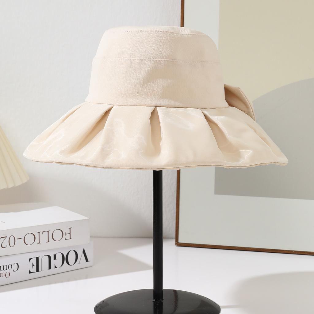 New solid color sun hat women's sun protection and UV protection summer big brim showing face small versatile fisherman hat