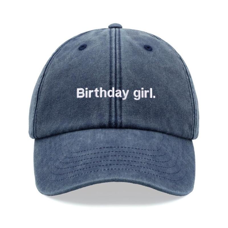 1pc "Birthday Girl" Pikmin Baseball Cap Women,Vintage Washed Heated Rivalry Dad Hat Low Adjustable Driver Cap for Outdoor Sports