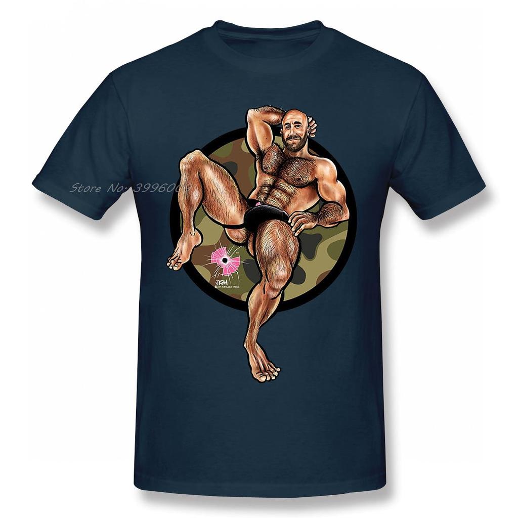 Bullethole Cammo Manspreading T Shirt Gay Interest Musclebear Muscle Bear TShirt Bubblebutt Booty Woof Bullethole T-Shirt