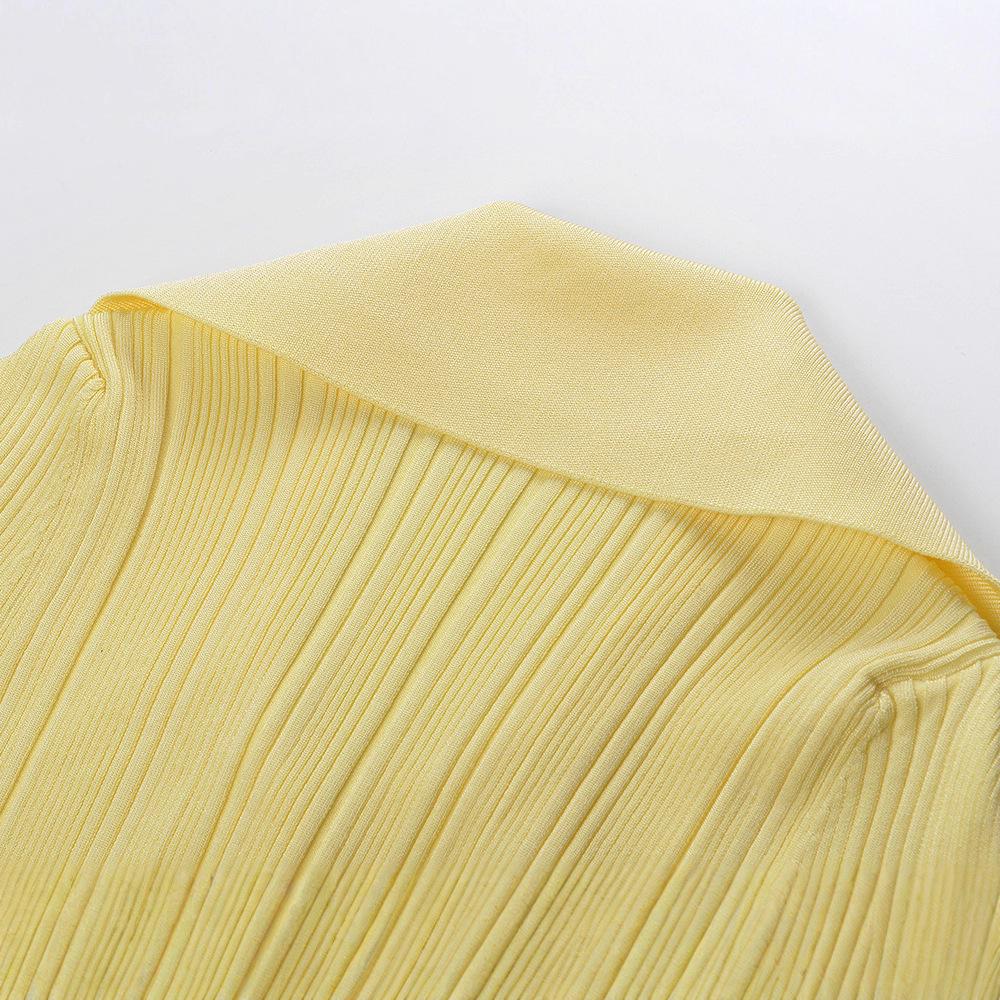 European & American Lapel Long Sleeve Knit Dress - 2025 Single-breasted Waist-cinching Autumn Dress for Women