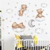 Cartoon Bear Wall Stickers Moon Clouds Stars Removable Wallpaper For Kids Room Home Wall Decoration