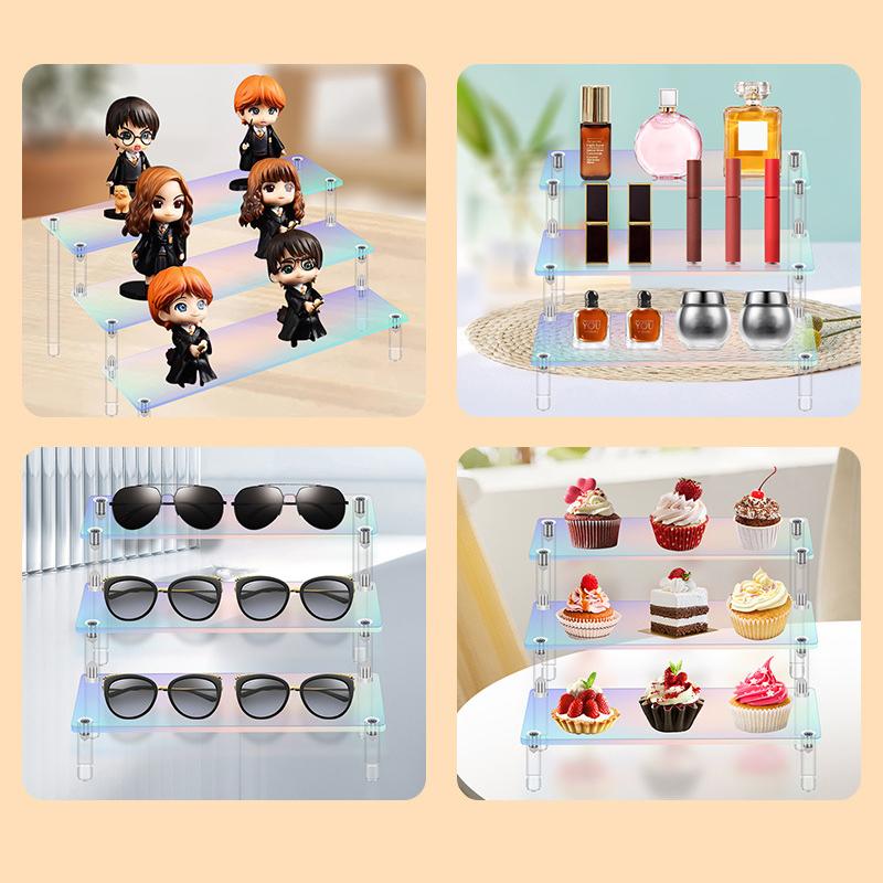 Clear Acrylic Soild Wood Display Stand for Amiibo Funko POP Figures,Cupcake Cosmetic Nail Polish Jewelry for Display Riser Shelf