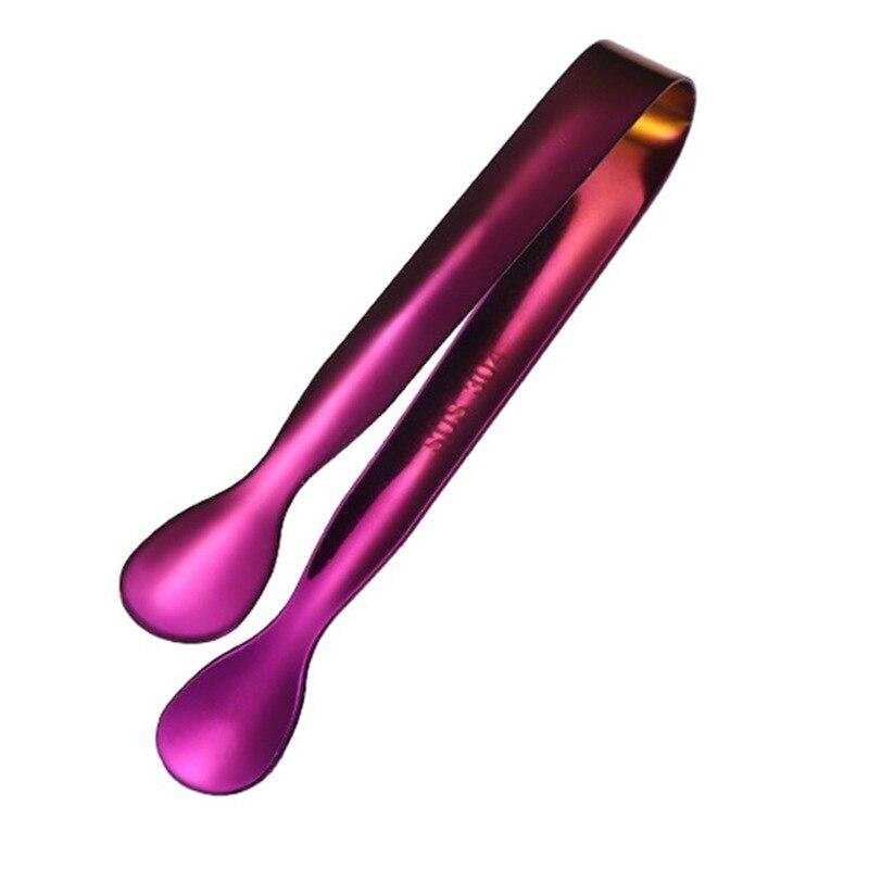 Stainless Steel Sugar Cube Clip Gold-plated Round Head Small Ice Clip Towel Sugar Clip Hotel Supplies 304 Ice Clip Purple