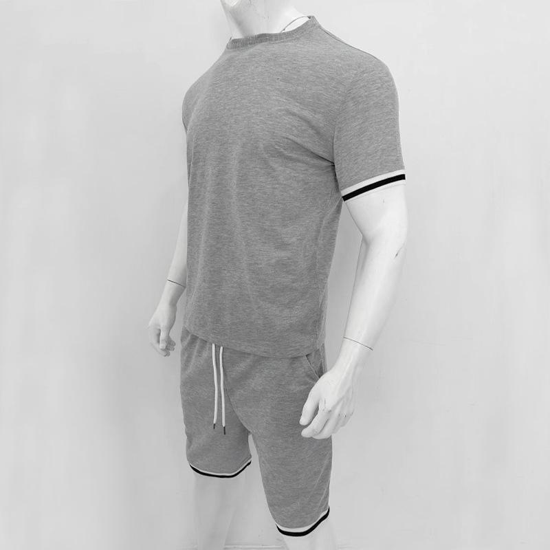 Men's Summer Sport Shorts & Round Neck T-shirt Set, Europe Style