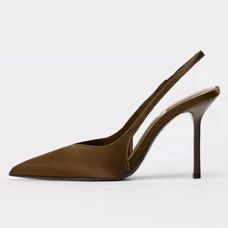 Sandali Estivi con Tacco Eleganti con Cinturino Posteriore Scarpe con Tacco Donna Sexy Punta Acuta Tacchi Alti Moda Scarpe da Sera per Banchetti