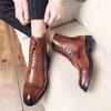 Designer Luxury Mens Pointed Leather Wedding Dress Man Cowboy Casual Shoes For Male Formal Business Chelsea Ankle Boots Footwear