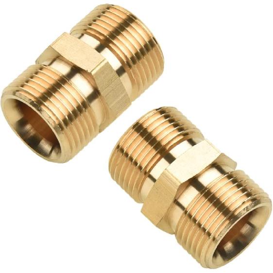High Pressure Washer Adapter, Brass Hose Extension Coupler 22mm Male to 22mm Male Washer Fitting, 4500 PSI (Inner Diameter 15mm)