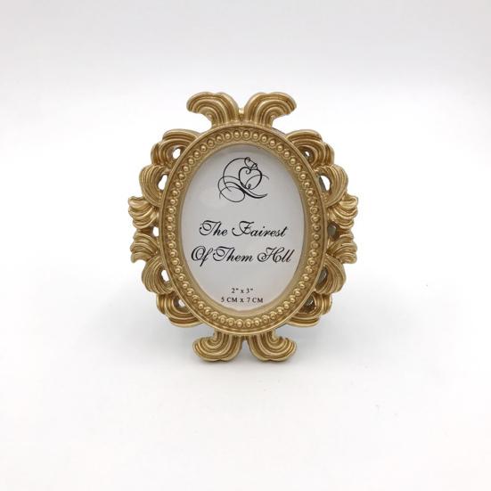 4Pcs Vintage Baroque Oval Photo Frame Mini Resin Picture Display Frame Home Bedroom Desktop Wedding Family Photo Holder Decoration