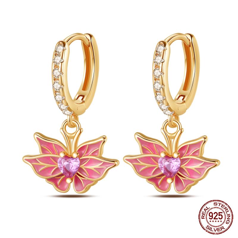 100% 925 Sterling Silver Rose Gold Heart Geometric Pave CZ Hoop Earrings For Women Wedding Engagement Birthday Jewelry Gift 2023