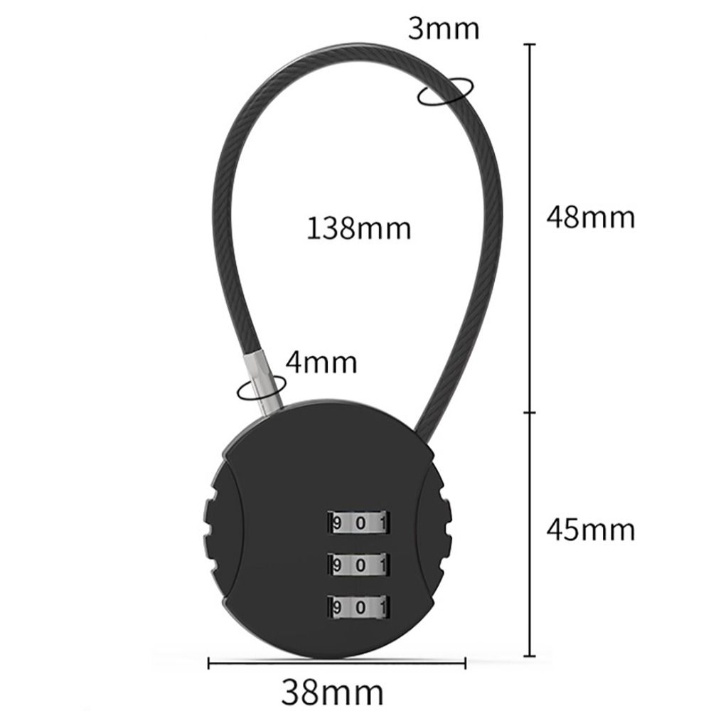 Cookie Shape Wire Rope Password Lock Zinc Alloy Code Lock NEW 3 Dial Digit Password Padlock