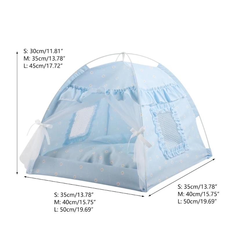 For Pet Tent Bed for Small Dogs and Cats Semi-closed Condo Summer Cave with 2-Sided Cushion Puppy House Easy To Clean