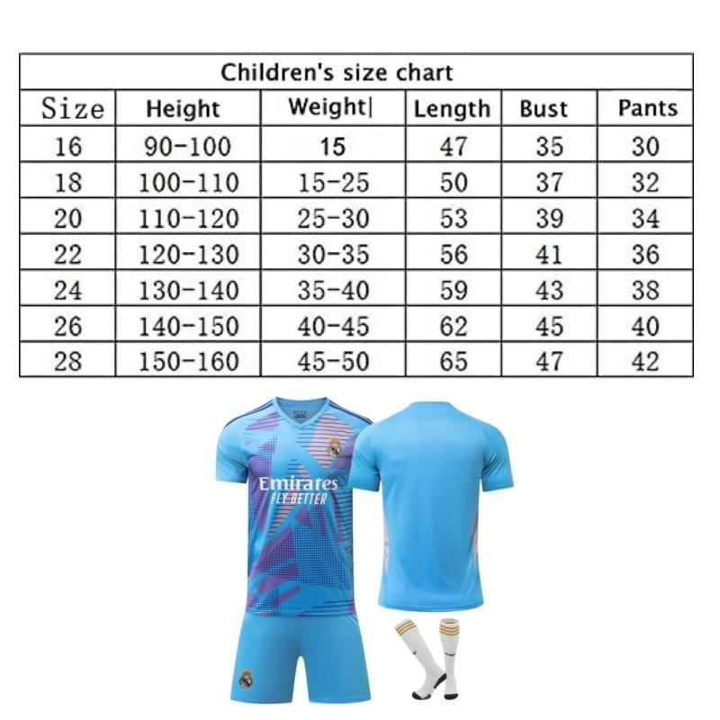 Real Madrid Equipaggiamento Sportivo per Bambini Blu Maglia da Portiere Calcio - Abbigliamento da Portiere per Ragazzi - Tessuto Sportivo Traspirante - Design Bicolore
