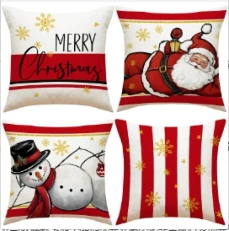 45x45cm Christmas Pillow Covers Set of 4,Winter Decorative Pillow Case, Merry Christmas Tree Cushion for Home Sofa Xmas Decor