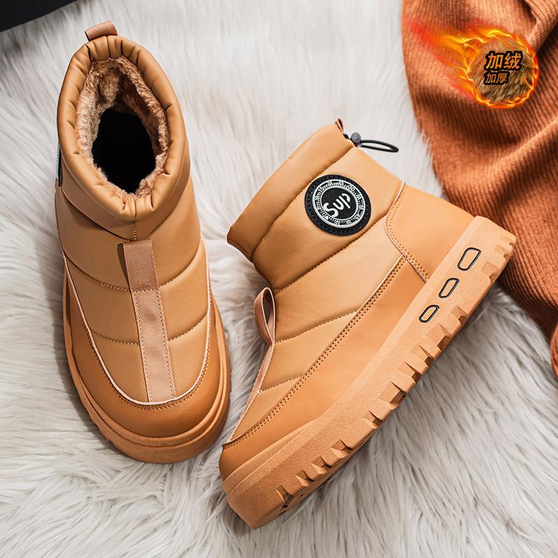 Snow boots winter piled thickened warm cotton shoes outdoor cold-proof thick-soled black high-top cotton boots