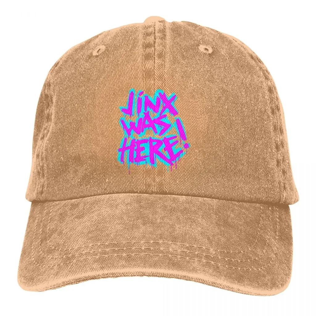 Washed Men's Baseball Cap JINX WAS HERE Cool Trucker Snapback Cowboy Caps Dad Hat Arcane League Of Legends LOL Game Golf Hats