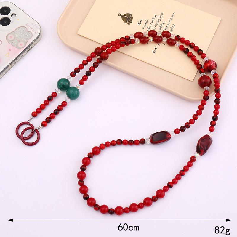 Yi Lian Acrylic Beaded Phone Chain: Pearl Crossbody Strap Charm for Women