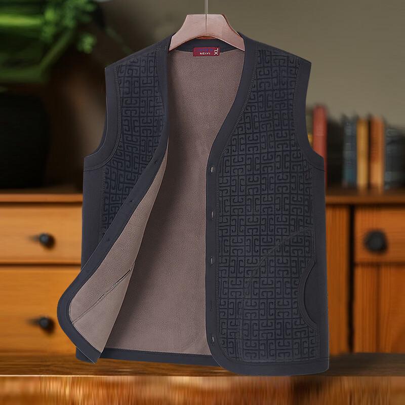 Yalu Herren Fleece-gefütterte warme Winterweste mit Knopfleiste