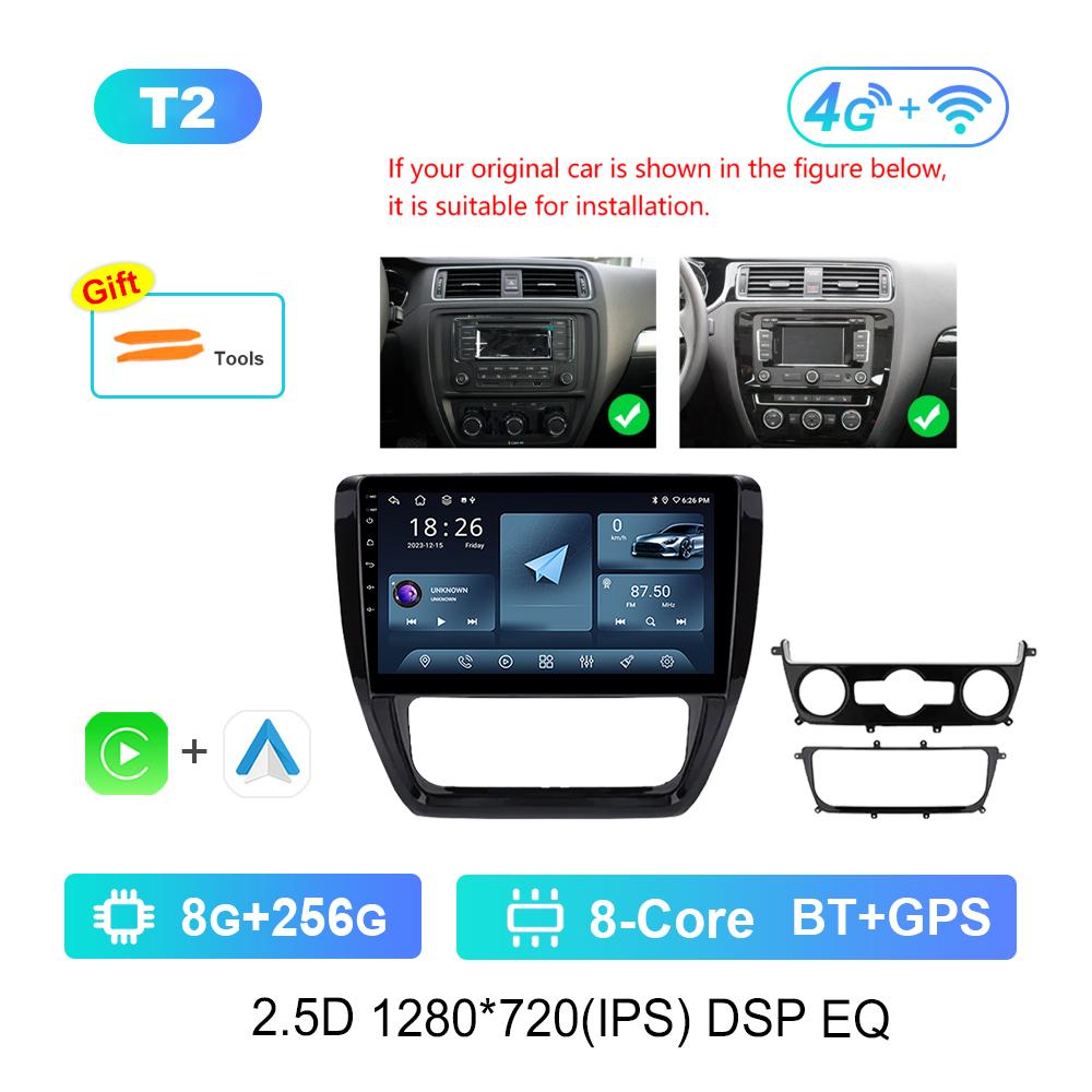 Android System for VW Volkswagen Jetta 6 2011 - 2018 Navi GPS WiFi Car Video Multimedia Player DSP Stereo 4G HD Screen Bluetooth