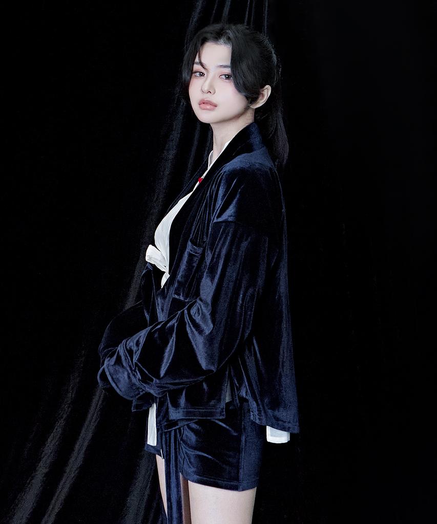 Tiemsseuli Deep Sea Velour Training Jacket And Skirt Set Navy