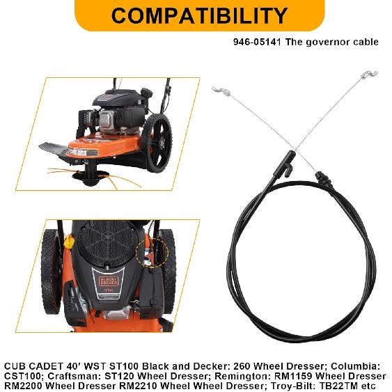 946-05141 40" Control Cable for Cub Cadet Speed Control Cable, for MTD, Troy-Bilt, Craftsman, Columbia and Cub Cadet Wheel Trimmer ST100 26SD710