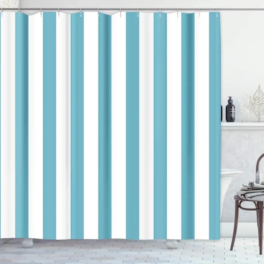 Gestreifter Duschvorhang, Bunt Weiß Modern Mode Minimalistisch Polyester Bedruckter Stoff Badezimmer Dekorative Accessoires