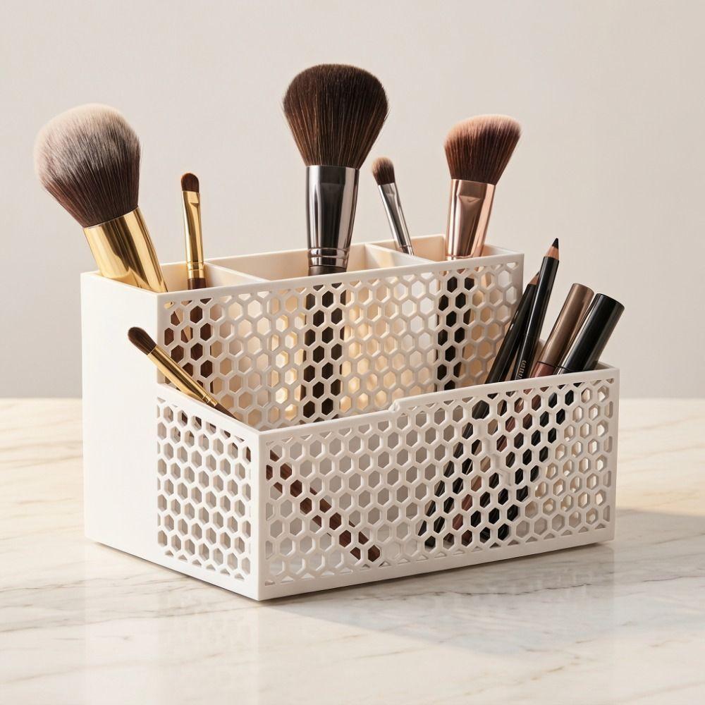 Large Capacity Storage Box Hollowed-out Pen Holder Office Supplies Makeup Holder Desk Supplies
