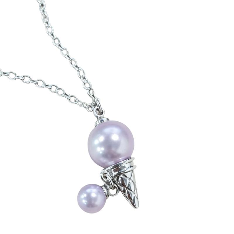 Premium Copper Alloy Ice Cream Pearls Necklace Resin Accent Sturdy for Daily Wear Fashion Accessory Sweet Charm